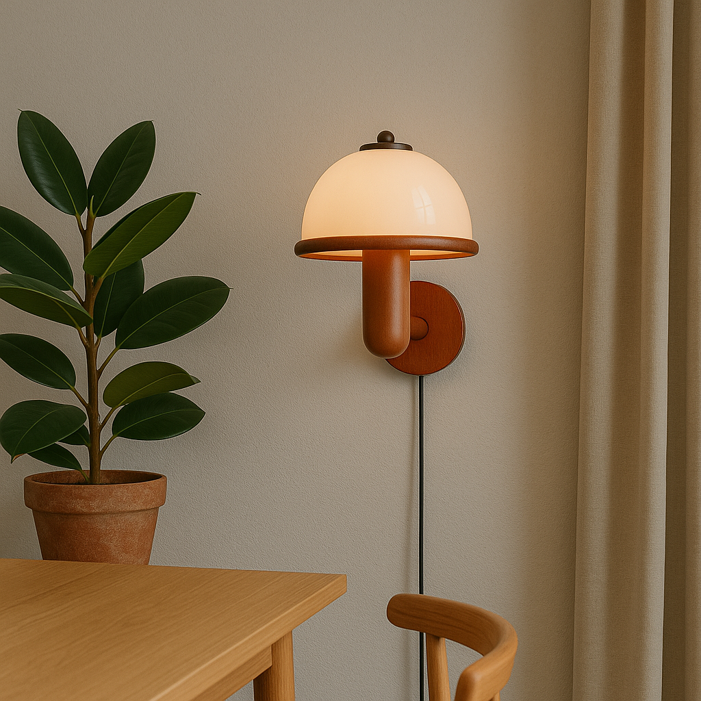 Mushroom Wall Sconce Lighting with Scandinavian Design for Cozy Interiors