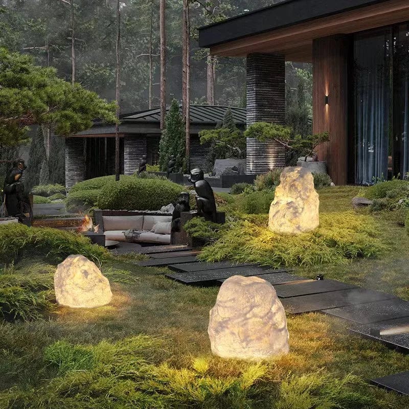 Natural Stone Solar Lights Outdoor | Durable Garden Lighting with LED | Weather-Resistant Design for Pathway Illumination