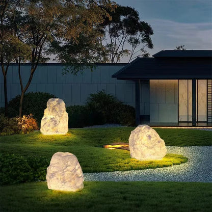 Natural Stone Solar Lights Outdoor | Durable Garden Lighting with LED | Weather-Resistant Design for Pathway Illumination