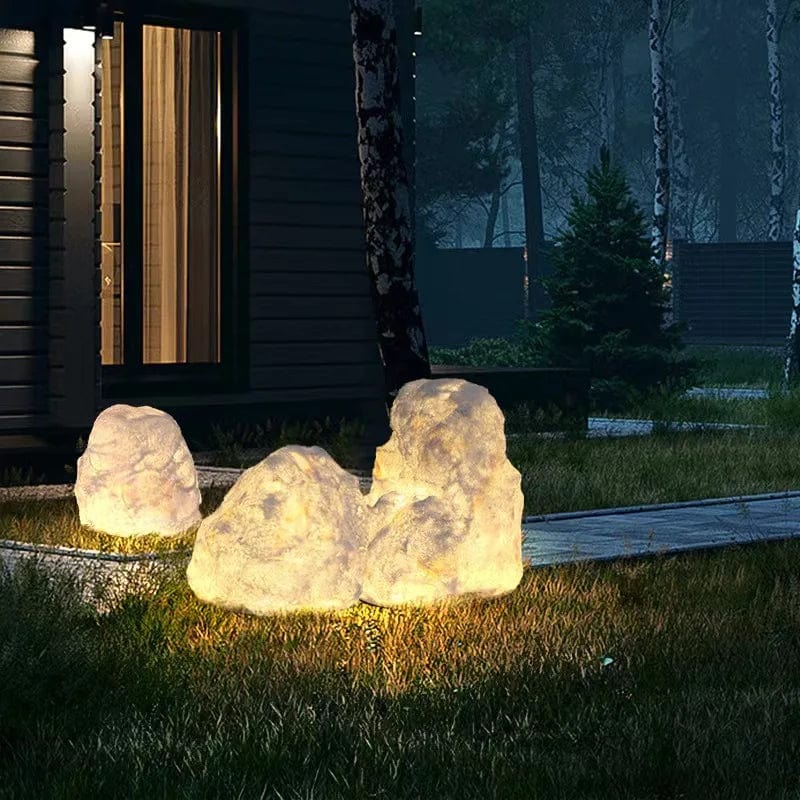 Natural Stone Solar Lights Outdoor | Durable Garden Lighting with LED | Weather-Resistant Design for Pathway Illumination