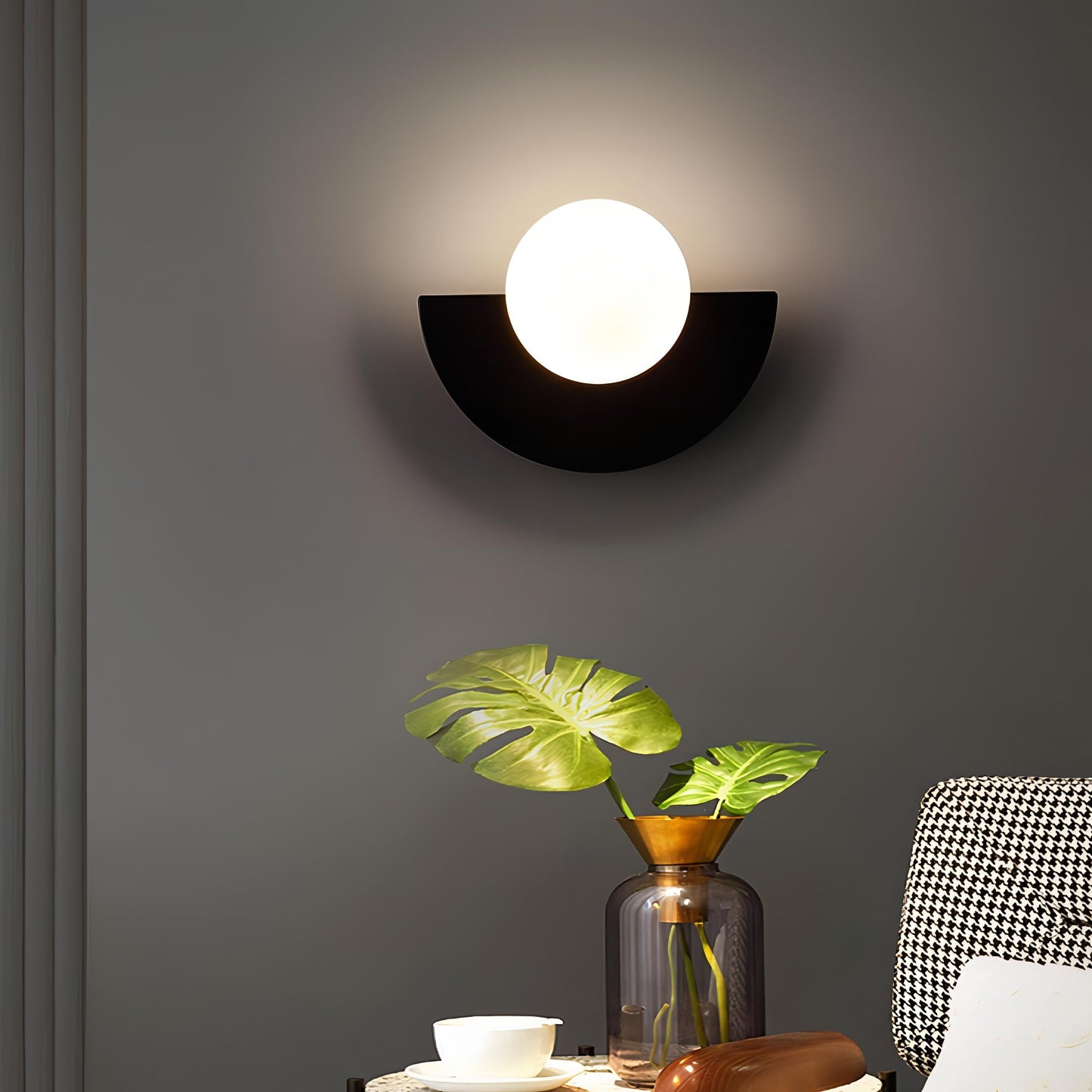 Nordic Wall Sconce Lighting with Semicircular Design & Integrated LED | Minimalist Wall Lamp for Contemporary Spaces