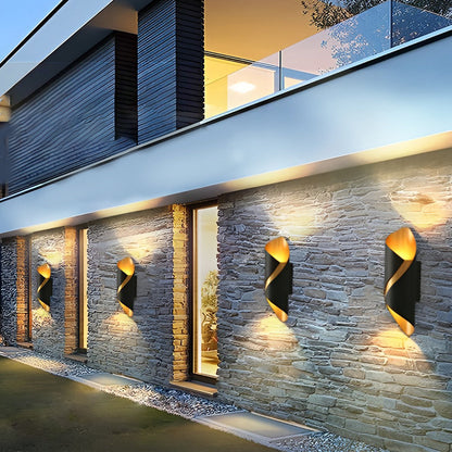 LED Spiral Outdoor Wall Light – Modern Waterproof Up and Down Exterior Fixture