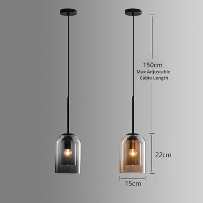 Mid-Century Pendant Lamps with Double Glass