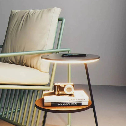 Signature Side Table with Wireless Charger & Ambient Lighting | Modern Design for Small Spaces