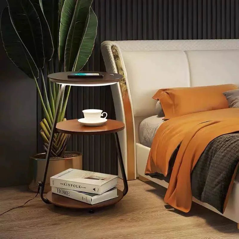 Signature Side Table with Wireless Charger & Ambient Lighting | Modern Design for Small Spaces