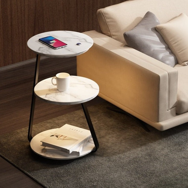 Signature Side Table with Wireless Charger & Ambient Lighting | Modern Design for Small Spaces