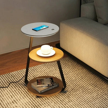 Signature Side Table with Wireless Charger & Ambient Lighting | Modern Design for Small Spaces