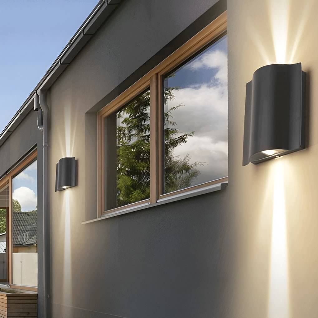 Stylish Outdoor Wall Light | Up-Down LED Fixture with Wavy Design | Modern Sconce for Enhanced Illumination