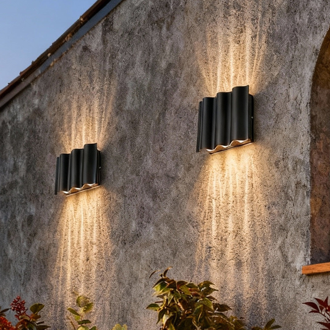 Stylish Outdoor Wall Light | Up-Down LED Fixture with Wavy Design | Modern Sconce for Enhanced Illumination