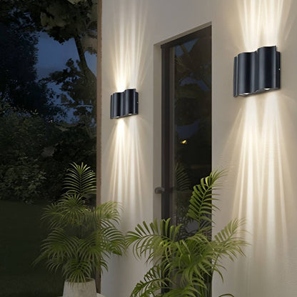 Stylish Outdoor Wall Light | Up-Down LED Fixture with Wavy Design | Modern Sconce for Enhanced Illumination