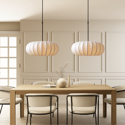 Verona Collection | Kitchen Pendant Lighting with Handcrafted Silk Shade | Adjustable Height for Modern Elegance