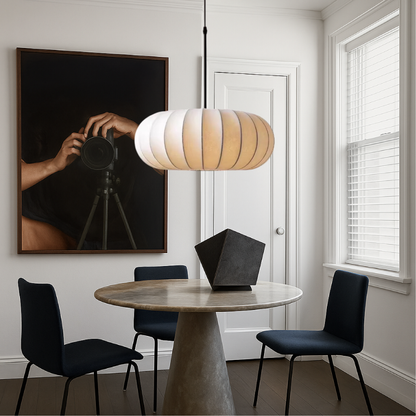 Verona Collection | Kitchen Pendant Lighting with Handcrafted Silk Shade | Adjustable Height for Modern Elegance