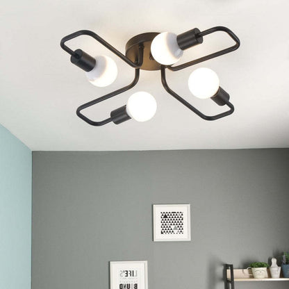 Vintage Industrial Flush Mount Ceiling Light with Multi-Bulb Design | Striking Ambiance for Dining Room or Living Space