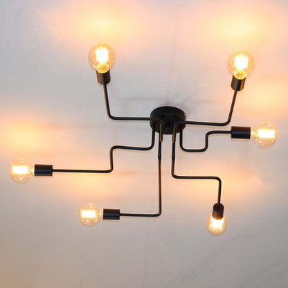 Vintage Industrial Flush Mount Ceiling Light with Multi-Bulb Design | Striking Ambiance for Dining Room or Living Space