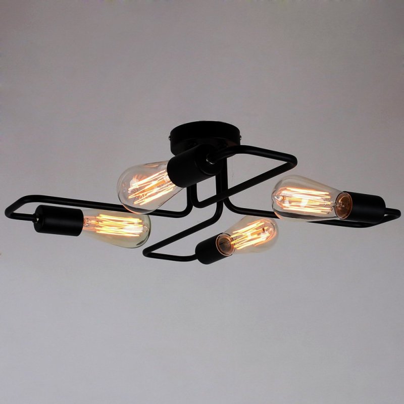 Vintage Industrial Flush Mount Ceiling Light with Multi-Bulb Design | Striking Ambiance for Dining Room or Living Space