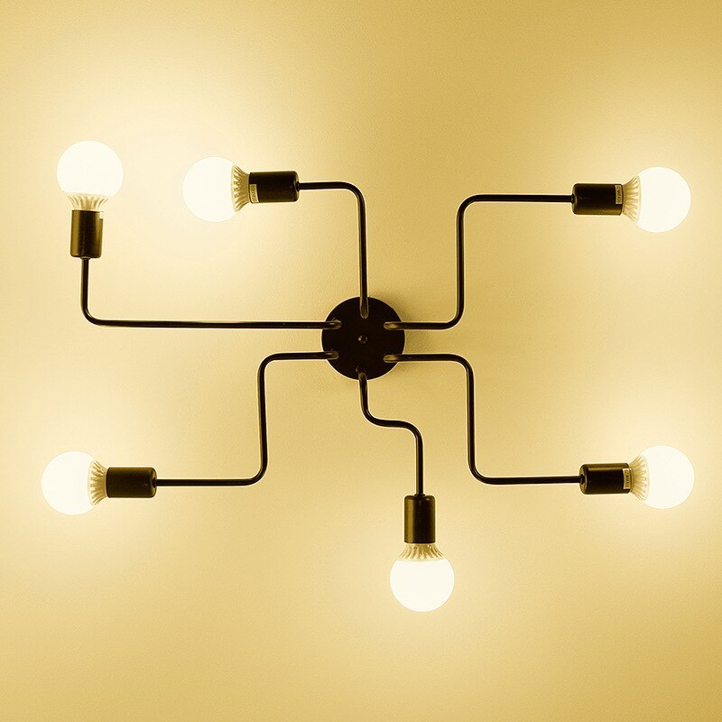 Vintage Industrial Flush Mount Ceiling Light with Multi-Bulb Design | Striking Ambiance for Dining Room or Living Space