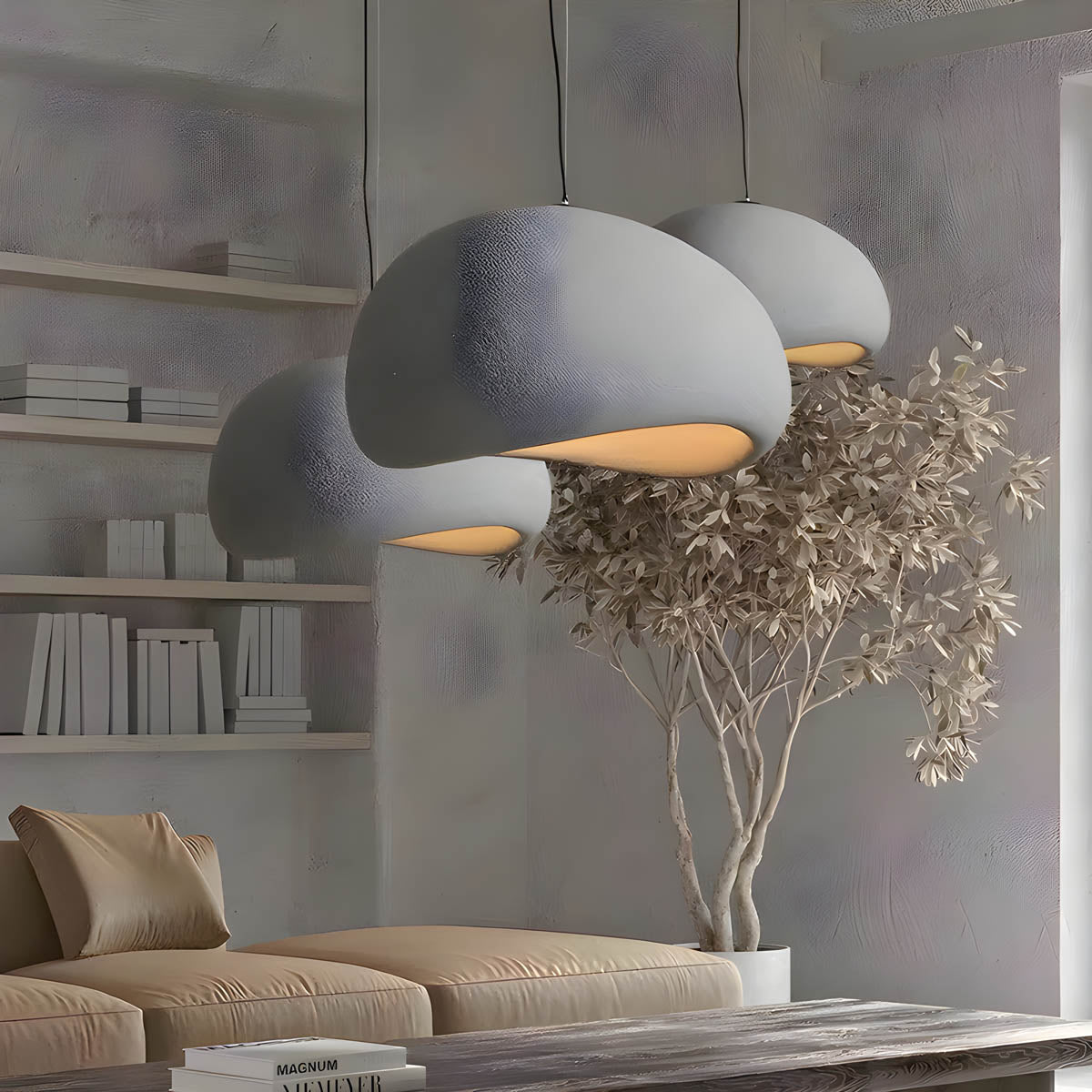 Wabi-Sabi Inspired Pendant Light | Adjustable Height for Tranquil Kitchen Lighting