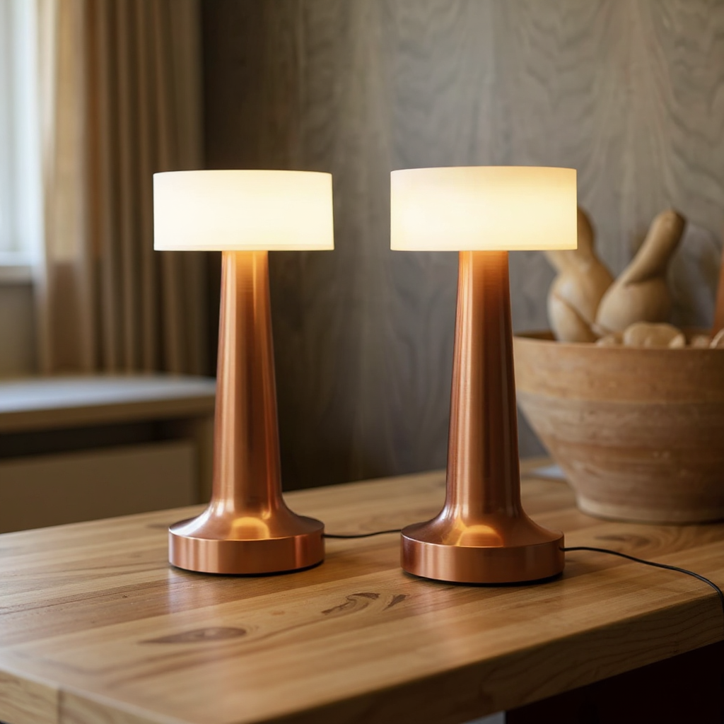 Aurelo Cordless Table Lamp – Rechargeable LED Metal Accent Lighting Dining Living Spaces