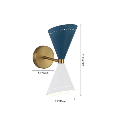 2-Light Iron Wall Sconce – Color-Block Hourglass Design with Slanted Frame
