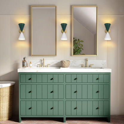 2-Light Iron Wall Sconce – Color-Block Hourglass Design with Slanted Frame