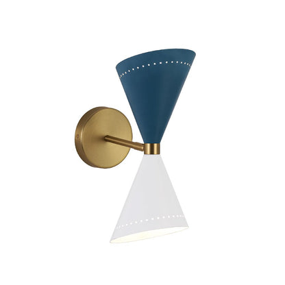 2-Light Iron Wall Sconce – Color-Block Hourglass Design with Slanted Frame