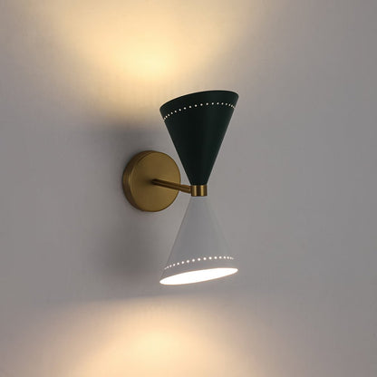 2-Light Iron Wall Sconce – Color-Block Hourglass Design with Slanted Frame