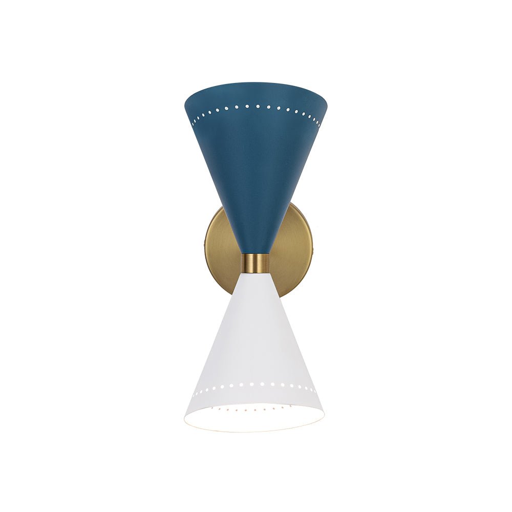 2-Light Iron Wall Sconce – Color-Block Hourglass Design with Slanted Frame