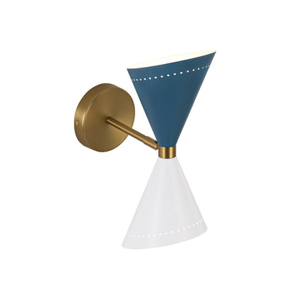 2-Light Iron Wall Sconce – Color-Block Hourglass Design with Slanted Frame