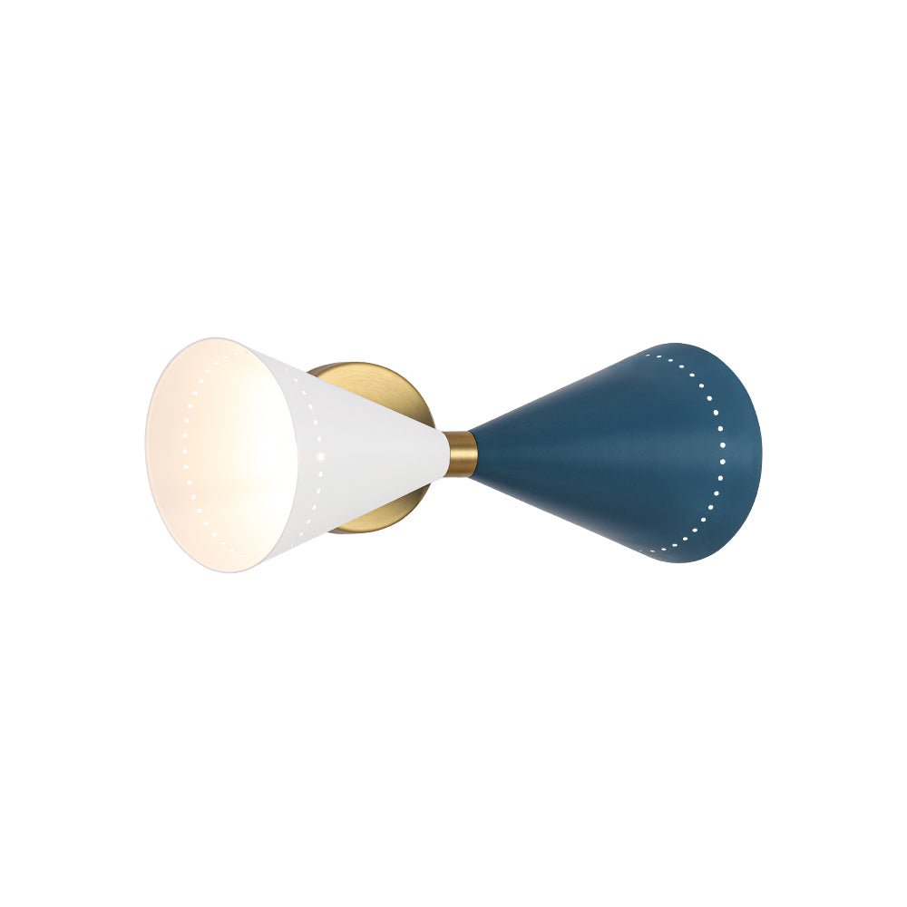 2-Light Iron Wall Sconce – Color-Block Hourglass Design with Slanted Frame