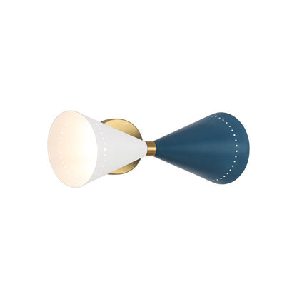 2-Light Iron Wall Sconce – Color-Block Hourglass Design with Slanted Frame