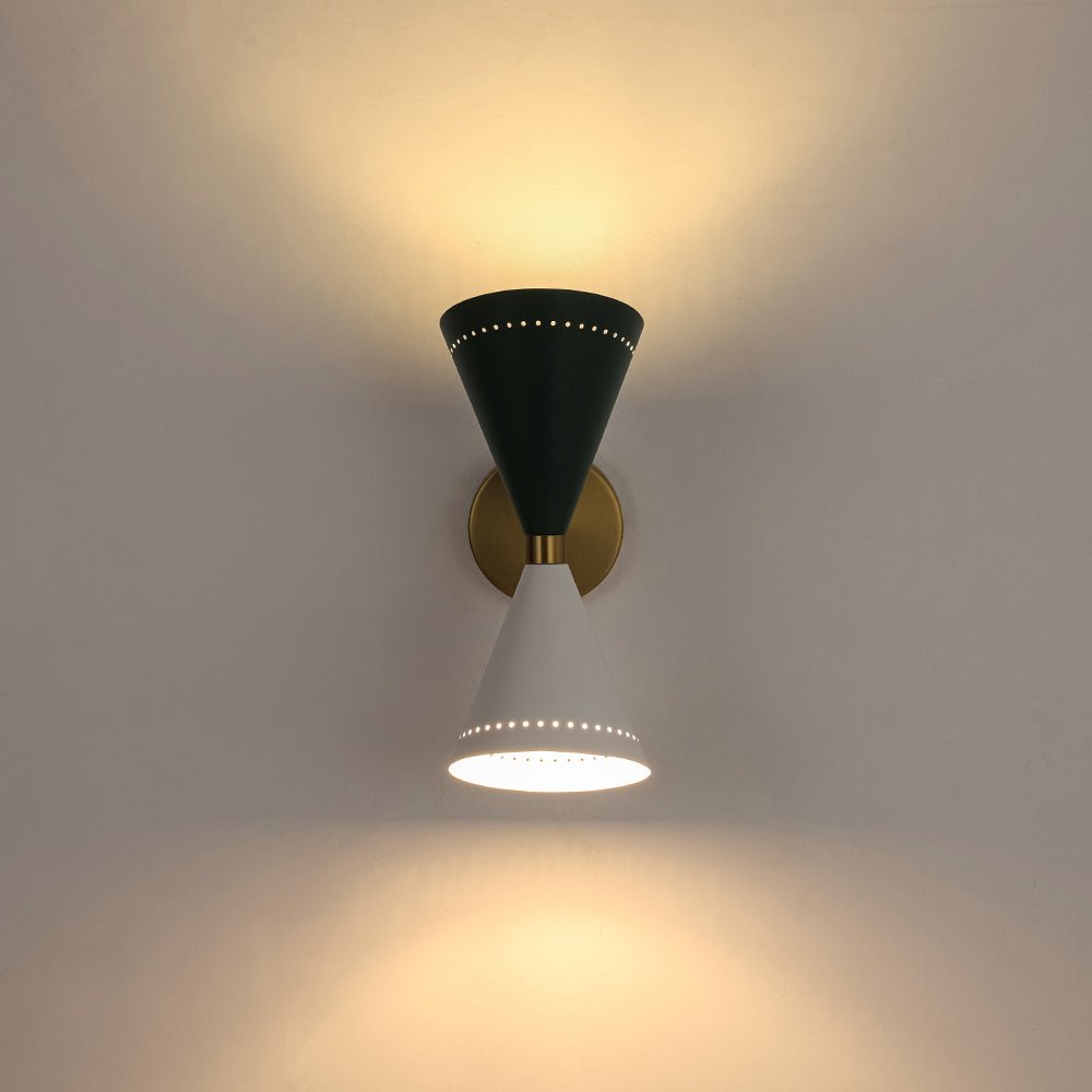 2-Light Iron Wall Sconce – Color-Block Hourglass Design with Slanted Frame