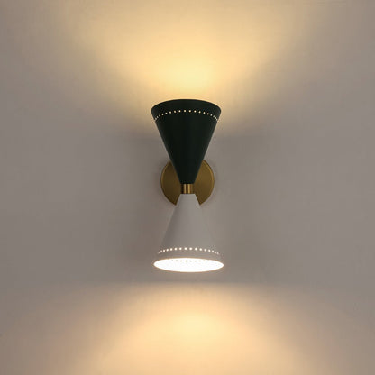 2-Light Iron Wall Sconce – Color-Block Hourglass Design with Slanted Frame