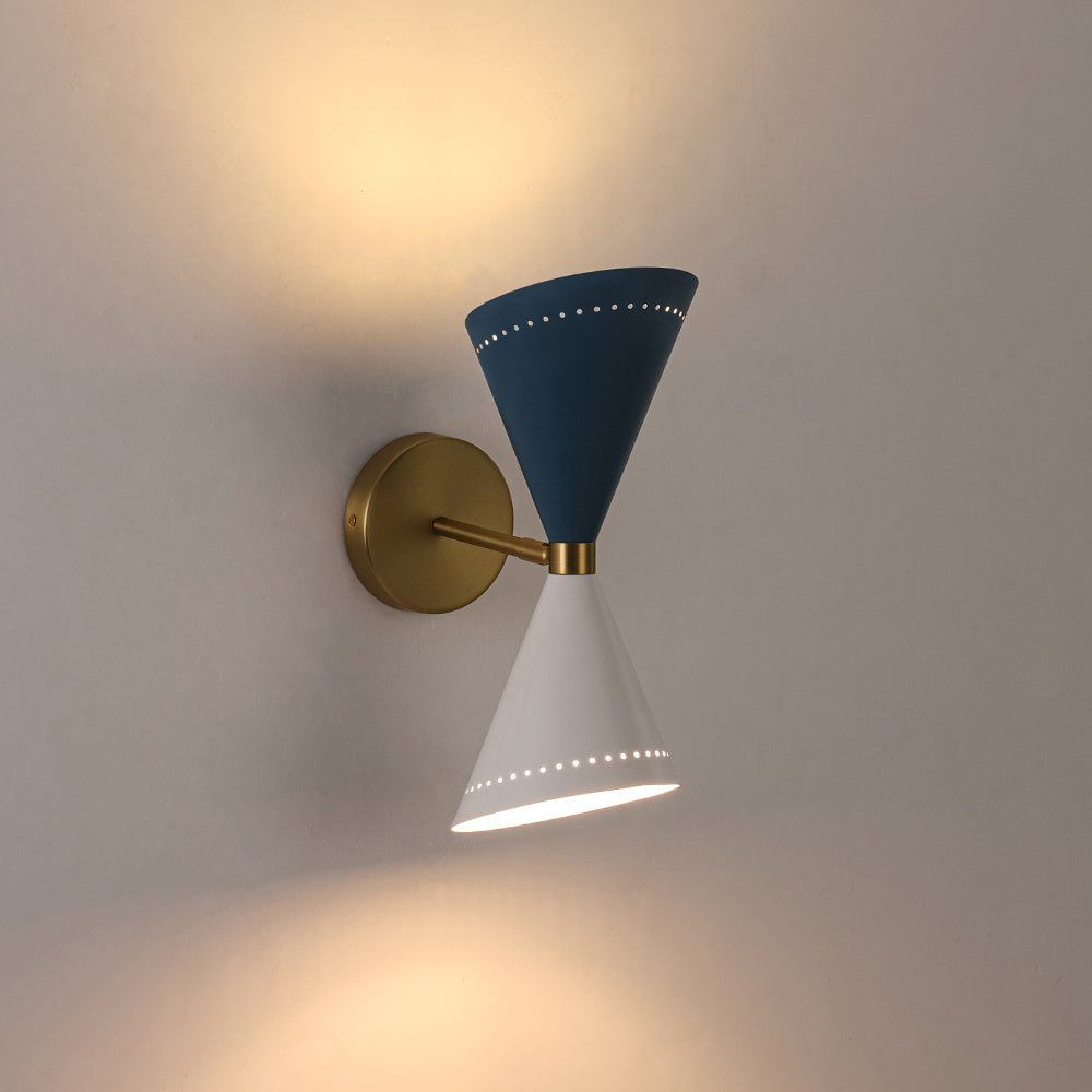 2-Light Iron Wall Sconce – Color-Block Hourglass Design with Slanted Frame