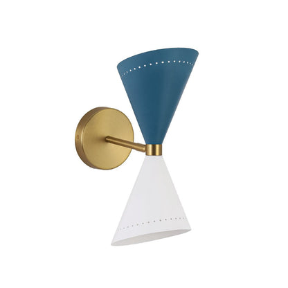 2-Light Iron Wall Sconce – Color-Block Hourglass Design with Slanted Frame