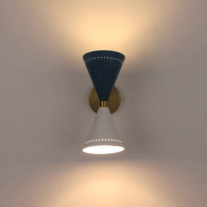 2-Light Iron Wall Sconce – Color-Block Hourglass Design with Slanted Frame