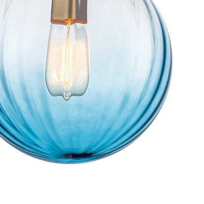 1-Light Semi-Flush Ceiling Light – Striped Glass Orb Design