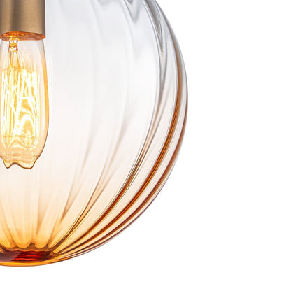 1-Light Semi-Flush Ceiling Light – Striped Glass Orb Design