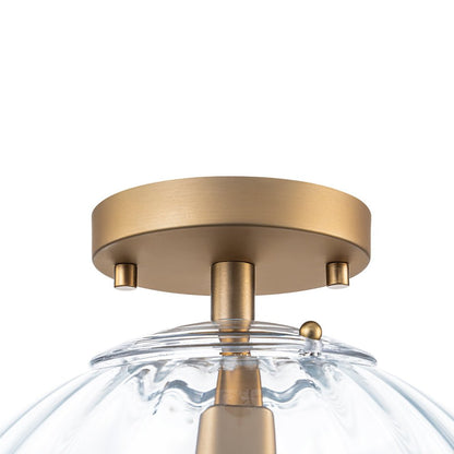 1-Light Semi-Flush Ceiling Light – Striped Glass Orb Design