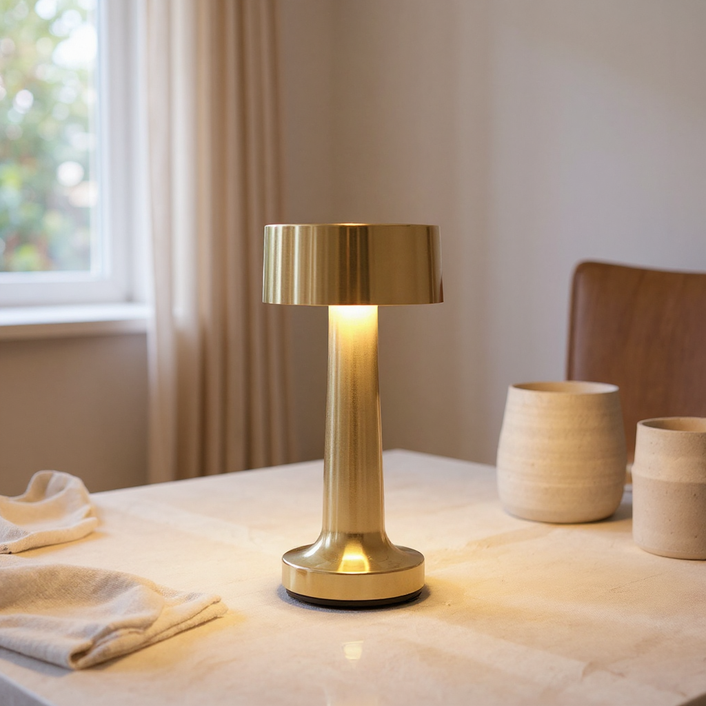 Aurelo Cordless Table Lamp – Rechargeable LED Metal Accent Lighting Dining Living Spaces