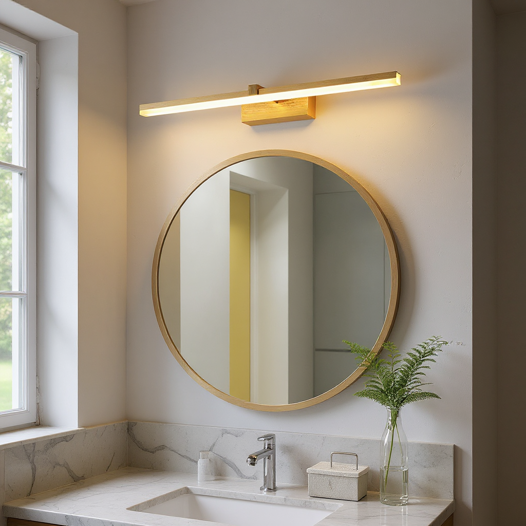 Lumina Linear LED Vanity Light – Brass Modern Bathroom Mirror Wall Fixture