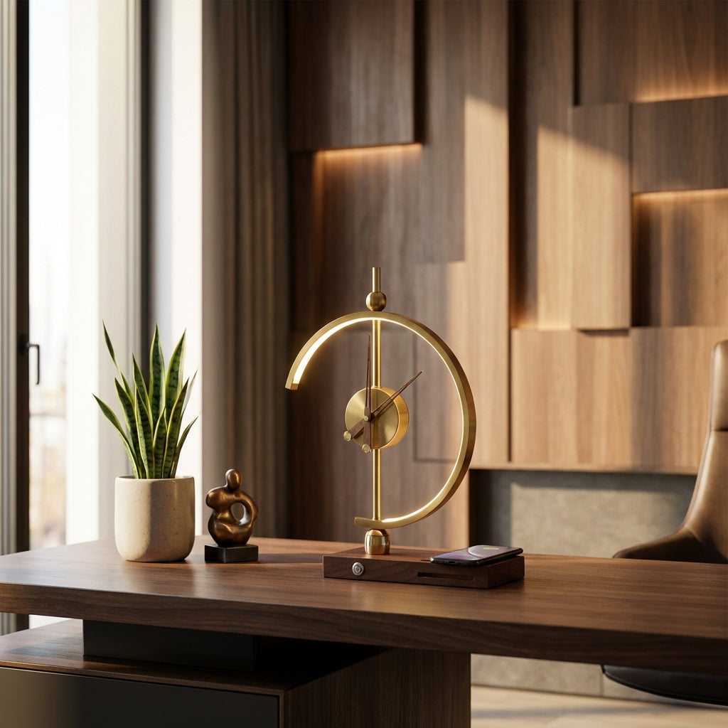 Khonsu Collection | Wireless Charging Clock Lamp with LED Display | Modern Design for Effortless Home Decor