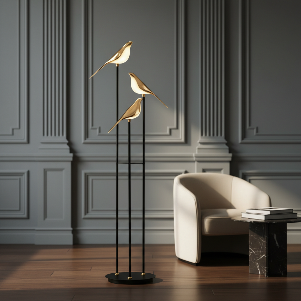 Elegant Floor Lamp | Gold Plated Standing Lamp with 60-Inch Height | Modern Design for Stunning Illumination