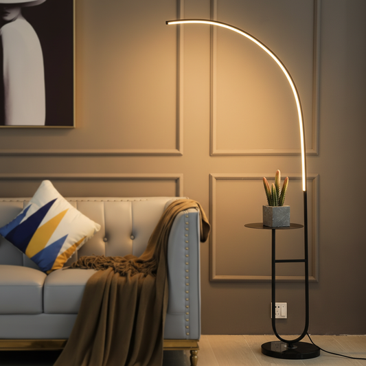 Modern Floor Lamp with LED Lighting & Space-Saving Design | Stylish Addition for Living Room