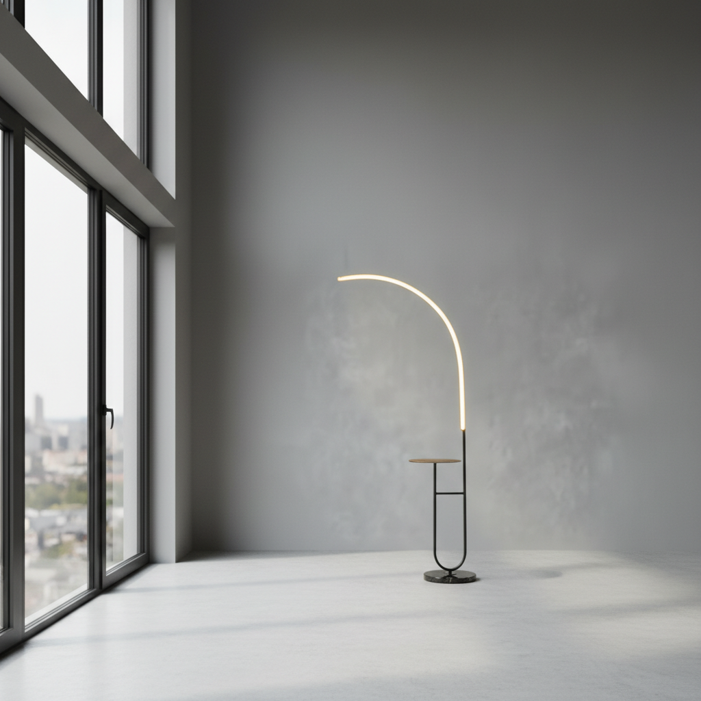 Modern Floor Lamp with LED Lighting & Space-Saving Design | Stylish Addition for Living Room