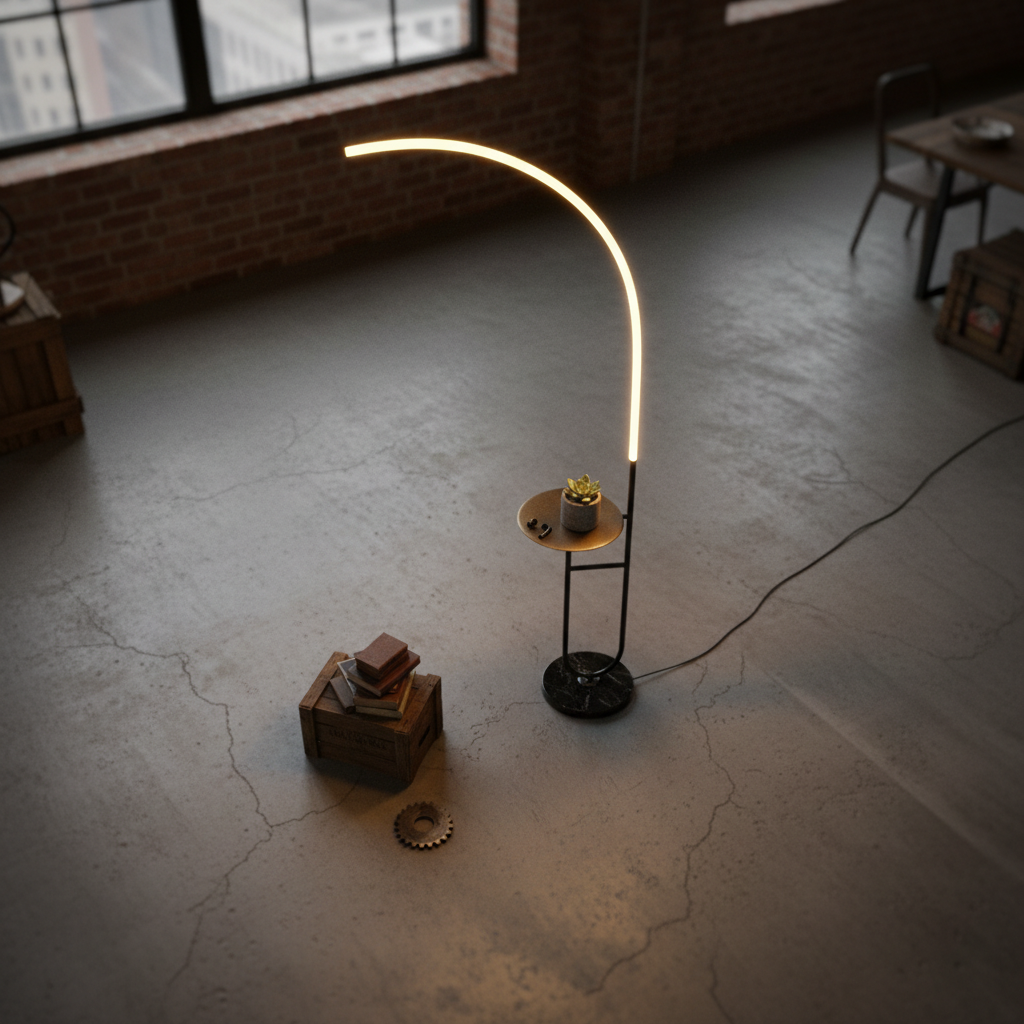 Modern Floor Lamp with LED Lighting & Space-Saving Design | Stylish Addition for Living Room
