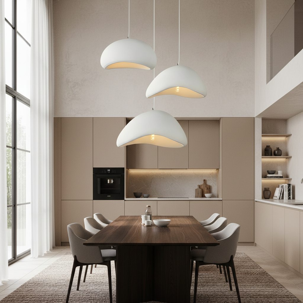 Wabi-Sabi Inspired Pendant Light | Adjustable Height for Tranquil Kitchen Lighting