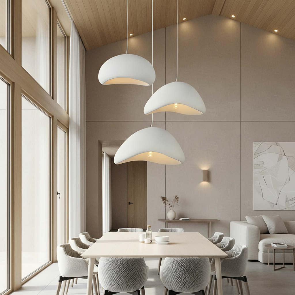 Wabi-Sabi Inspired Pendant Light | Adjustable Height for Tranquil Kitchen Lighting