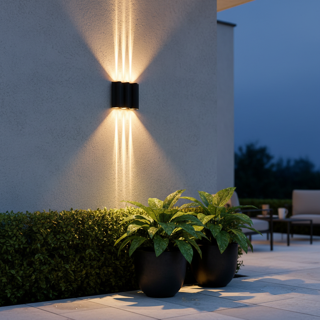 Stylish Outdoor Wall Light | Up-Down LED Fixture with Wavy Design | Modern Sconce for Enhanced Illumination