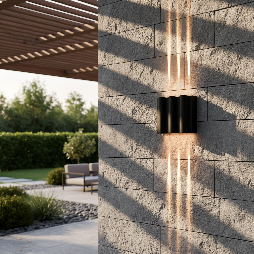 Stylish Outdoor Wall Light | Up-Down LED Fixture with Wavy Design | Modern Sconce for Enhanced Illumination