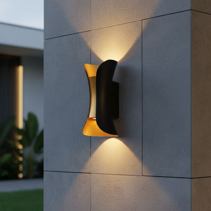 Modern Waterproof Curved LED Wall Sconce Light with Dual-Directional Projection | For Stylish Outdoor Spaces
